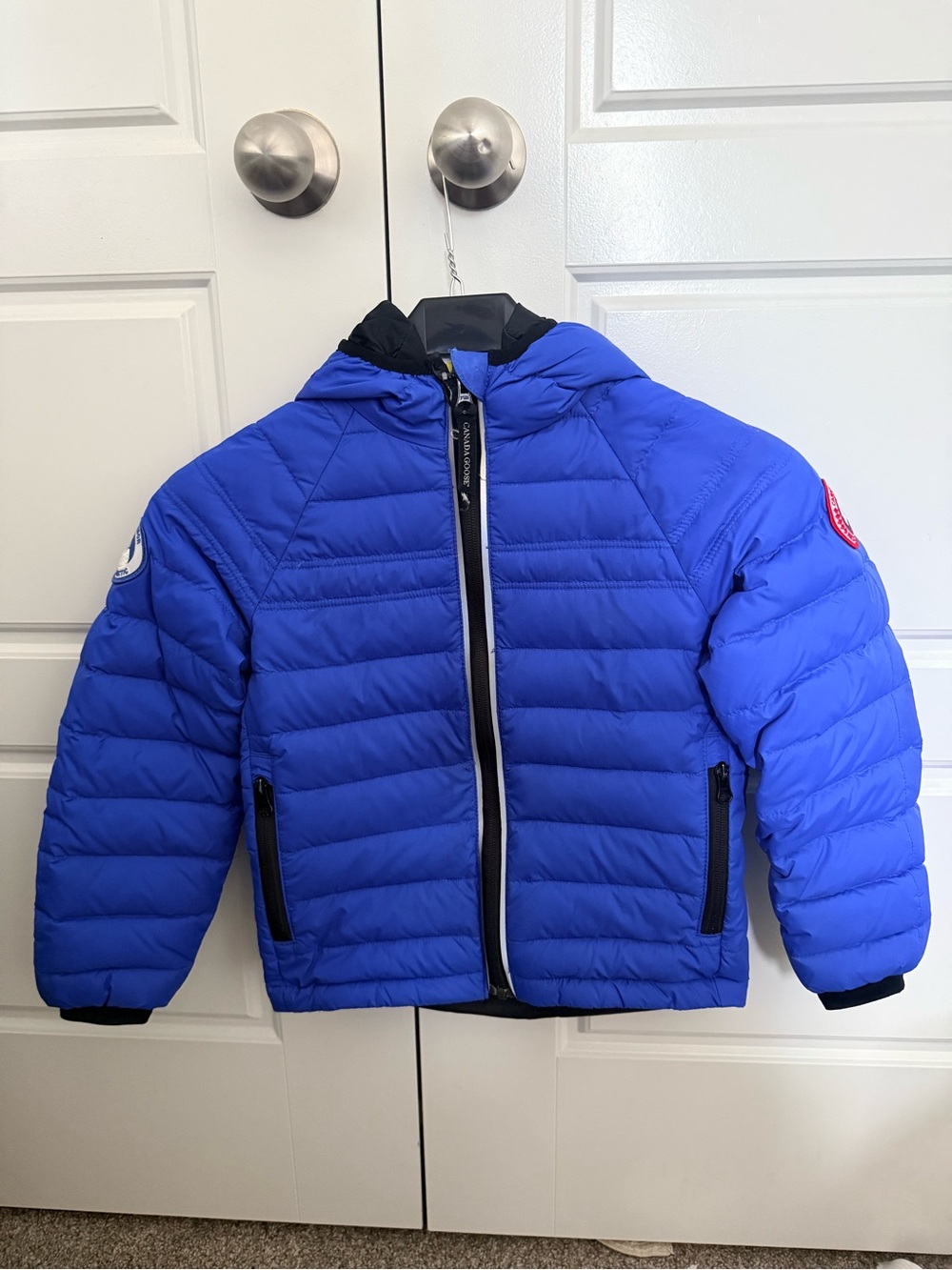 Canada Goose Kids Bright Blue Hooded Puffer Jacket